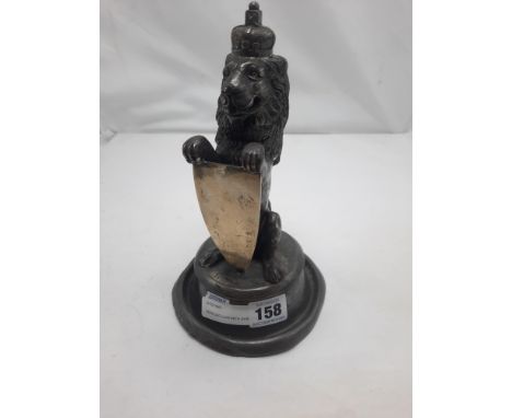 HERALDIC LION WITH SHIELD INKWELL - 21.5 CMS (H) APPROX