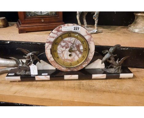 ART DECO MANTLE CLOCK WITH BRASS BASE - 24 CMS (H) APPROX