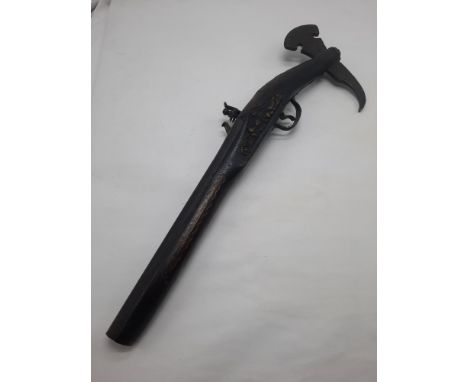 PERSIAN FLINTLOCK WITH AXE HANDLE - EARLY 19TH CENTURY