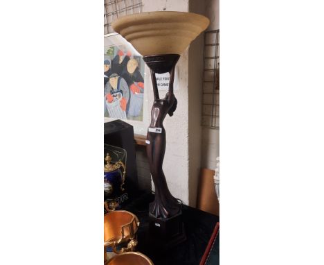ART DECO TABLE LAMP WITH ROUND GLASS SHADE - 106 CMS (H) APPROX