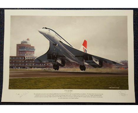 Concorde A New Age Begins 1976 John Lidiard Signed Limited Edition Print. Commemorating the First Commercial Flight 24th Janu