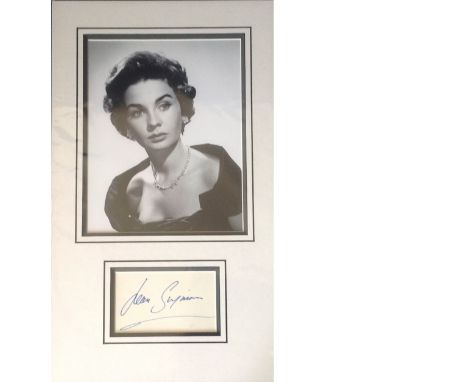 Jean Simmons genuine authentic signed autograph display. High quality professionally mounted 19x11 inch overall sized display