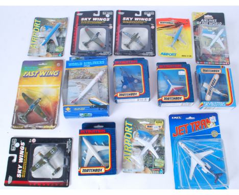 PLANES: A collection of 19x carded diecast model aeroplanes, to include Motor Max, Matchbox, Majorette and others. Selection 