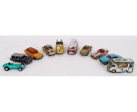 CORGI: A collection of 10x assorted loose vintage diecast model Corgi Toys cars - including 152, Zephyr, Vauxhall Velox, Smit