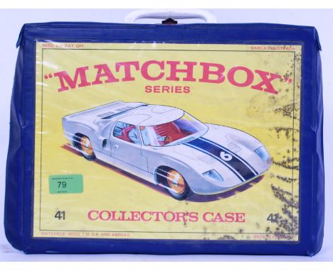 MATCHBOX: An original vintage Matchbox 41 Collectors carry case in blue vinyl, filled with assorted vintage diecast model car