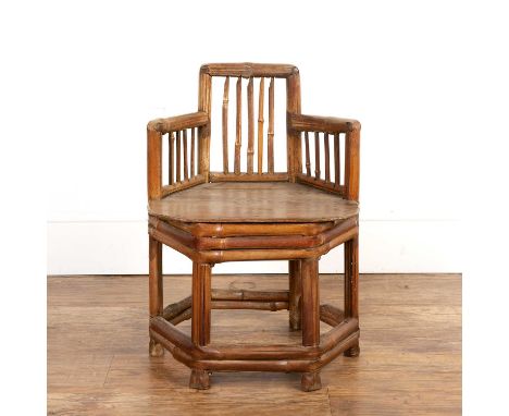 Elm and bamboo childs chair in the Chinese taste, with shaped seat, 61cm high overallProvenance: The property of a Gentleman,