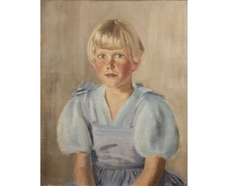 20th Century Continental School 'Portrait of Marijke Shatt', oil on canvas, initialled 'V.S' lower left, 50cm x 40cm  Overall
