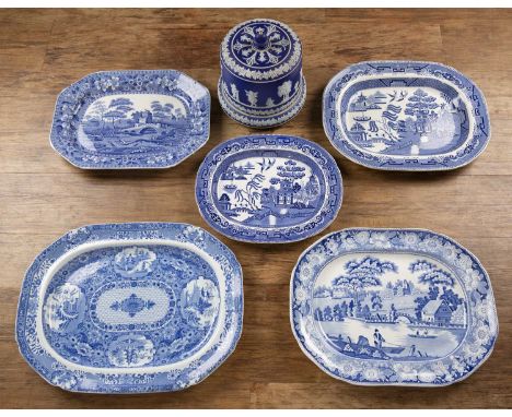 Lear 'Jasperware' cheese dish and cover decorated with figures and acorn shaped handle, stamped 'Lear' to the base, 22cm high