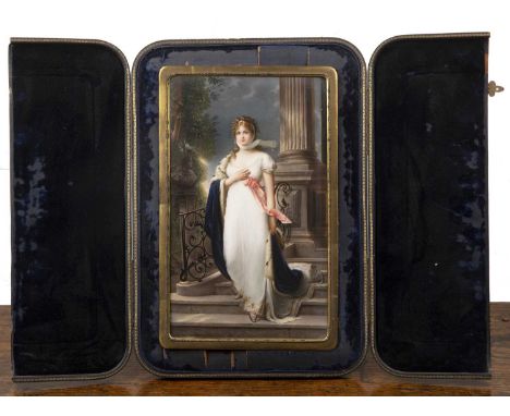 Berlin KPM porcelain plaque 19th Century, enamel painted portrait of Princess Louise, impressed KPM to the reverse with writi