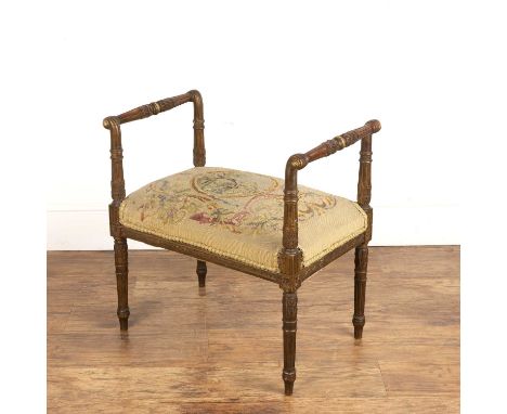 French style tapestry top stool/window seatwith a fluted classical-style frame, 63cm wide x 41cm deep x 65cm high  Some overa