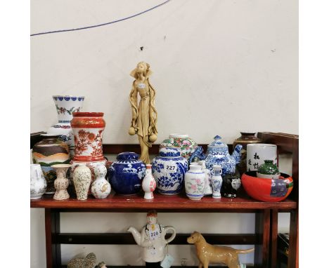 LARGE SHELF LOT OF ORIENTAL WARE
