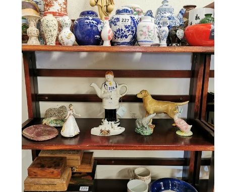 SHELF LOT OF ORNAMENTS