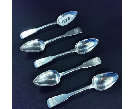 5 ENGLISH SILVER TEASPOONS APPROX 109 GRAMS