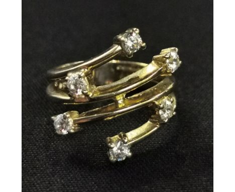 9CT GOLD &amp; DIAMOND MODERN RING