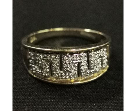 9CT GREEK KEY DIAMOND RING