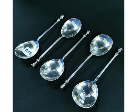 SET OF 5 SILVER SOUP SPOONS - LONDON 1924/25 BY SEBASTIAN HARRY GARRARD APPROX 292 GRAMS