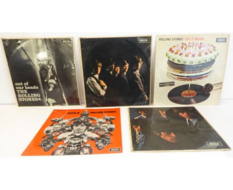 Vinyl Records - The Rolling Stones 5 Original UK 1st pressing albums to include: 'Let It Bleed' (original unboxed Decca issue