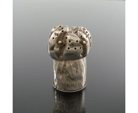A Victorian novelty silver pepper pot, Henry Wilkinson and Co., Sheffield 1879, in the form of a Champagne cork, screw fixing