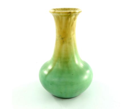 William Howson Taylor for Ruskin Pottery, a Crystalline vase, 1931, bulbous form, ochre draining to pale green turquoise, inc