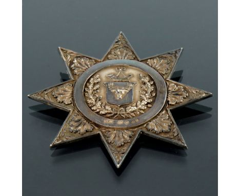 Ancient Order of Foresters, a Victorian silver sash badge, Desire Narcisse, London 1846, eight pointed, embossed with the sta