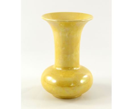 Ruskin Pottery, a Lustre vase, circa 1922, bulbous globe and shaft form with flared neck, yellow iridescent glaze, impressed 