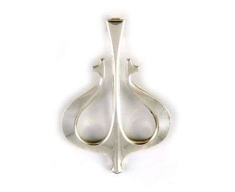 Bjorn Sigurd Ostern (attributed) for David Andersen, a Norwegian Modernist silver pendant, stylised Viking ship or trident fo