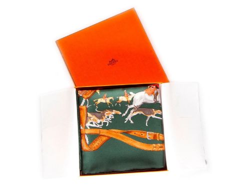 Hermes Silk Scarf Measurements: 35 x 35". Condition: Excellent - shows very minor evidence of handling. Shipping: Domestic: F