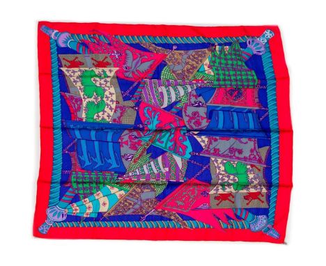 Hermes Silk Scarf Measurements: 35 x 35". Condition: Excellent - shows very minor evidence of handling. Shipping: Domestic: F