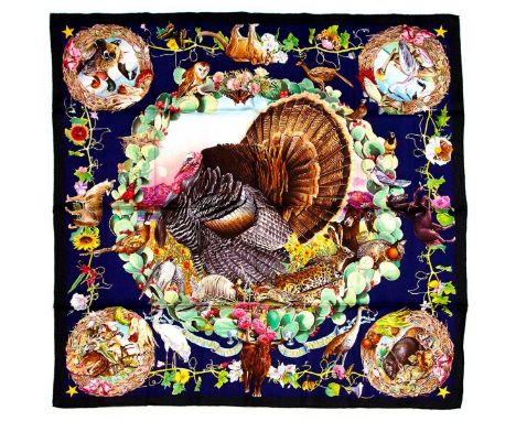 Hermes Silk Scarf Measurements: 35 x 35". Condition: Excellent - shows very minor evidence of handling. Shipping: Domestic: F