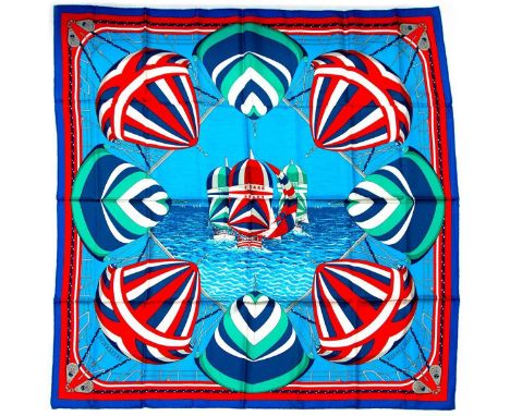 Hermes Silk Scarf Measurements: 35 x 35". Condition: Excellent - shows very minor evidence of handling. Shipping: Domestic: F