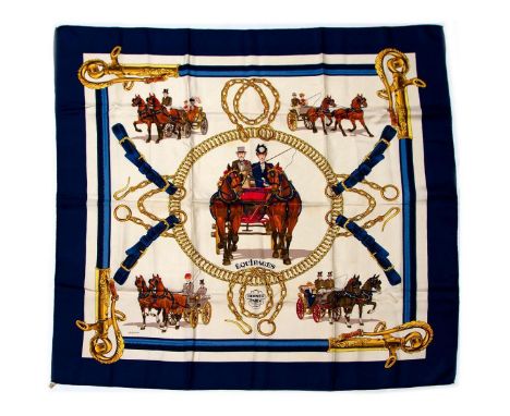 Hermes Silk Scarf Measurements: 35 x 35". Condition: Excellent - shows very minor evidence of handling. Shipping: Domestic: F