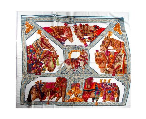 Hermes Cashmere &amp; Silk Blend Shawl. 65% Cashmere and 35% Silk. Measurements: 53" x 53" approximately. Condition: Good - G
