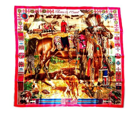 Hermes Silk Scarf Measurements: 35 x 35". Condition: Excellent - shows very minor evidence of handling. Shipping: Domestic: F