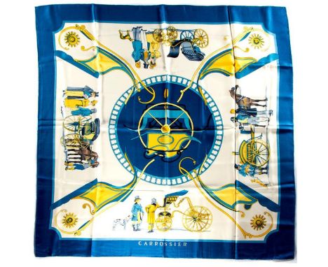 Hermes Silk Scarf Measurements: 35 x 35". Condition: Excellent - shows very minor evidence of handling. Shipping: Domestic: F