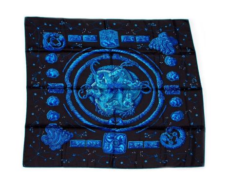 Hermes Silk Scarf Measurements: 35 x 35". Condition: Excellent - shows very minor evidence of handling. Shipping: Domestic: F