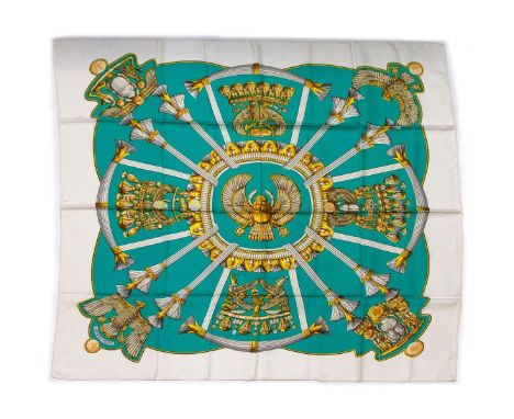 Hermes Silk Scarf Measurements: 35 x 35". Condition: Excellent - shows very minor evidence of handling. Shipping: Domestic: F