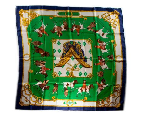 Hermes Silk Scarf Measurements: 35 x 35". Condition: Excellent - shows very minor evidence of handling. Shipping: Domestic: F
