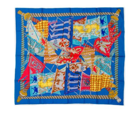 Hermes Silk Scarf Measurements: 35 x 35". Condition: Excellent - shows very minor evidence of handling. Shipping: Domestic: F
