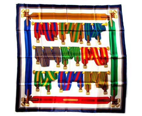 Hermes Silk Scarf Measurements: 35 x 35". Condition: Excellent - shows very minor evidence of handling. Shipping: Domestic: F