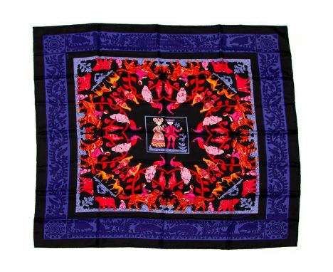 Hermes Silk Scarf Measurements: 35 x 35". Condition: Excellent - shows very minor evidence of handling. Shipping: Domestic: F