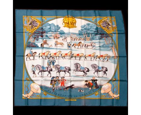 Hermes Silk Scarf Measurements: 35 x 35". Condition: Excellent - shows very minor evidence of handling. Shipping: Domestic: F