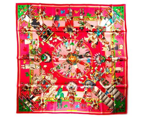 Hermes Silk Scarf Measurements: 35 x 35". Condition: Excellent - shows very minor evidence of handling. Shipping: Domestic: F