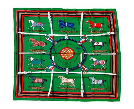 Hermes Silk Scarf Measurements: 35 x 35". Condition: Excellent - shows very minor evidence of handling. Shipping: Domestic: F