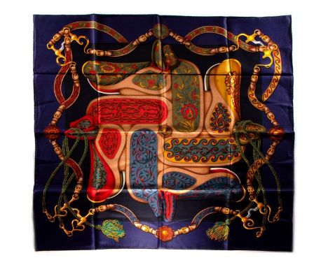 Hermes Silk Scarf Measurements: 35 x 35". Condition: Excellent - shows very minor evidence of handling. Shipping: Domestic: F