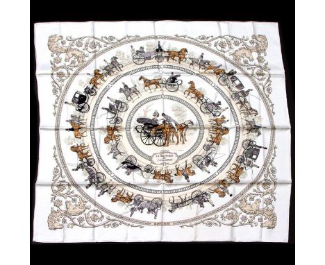 Hermes Silk Scarf Measurements: 35 x 35". Condition: Excellent - shows very minor evidence of handling. Shipping: Domestic: F