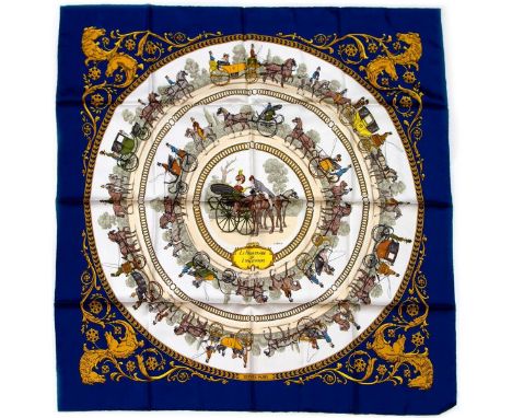 Hermes Silk Scarf Measurements: 35 x 35". Condition: Excellent - shows very minor evidence of handling. Shipping: Domestic: F