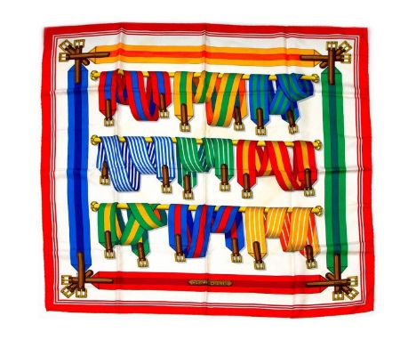 Hermes Silk Scarf Measurements: 35 x 35". Condition: Excellent - shows very minor evidence of handling. Shipping: Domestic: F