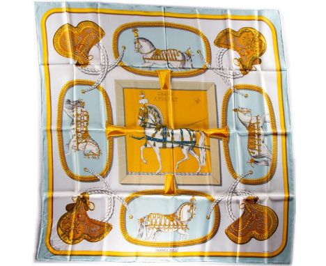 Hermes Silk Scarf Measurements: 35 x 35". Condition: Excellent - shows very minor evidence of handling. Shipping: Domestic: F
