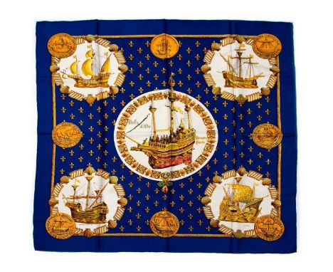 Hermes Silk Scarf Measurements: 35 x 35". Condition: Excellent - shows very minor evidence of handling. Shipping: Domestic: F