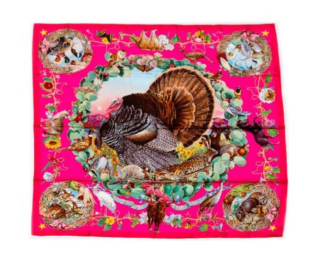 Hermes Silk Scarf Measurements: 35 x 35". Condition: Excellent - shows very minor evidence of handling. Shipping: Domestic: F